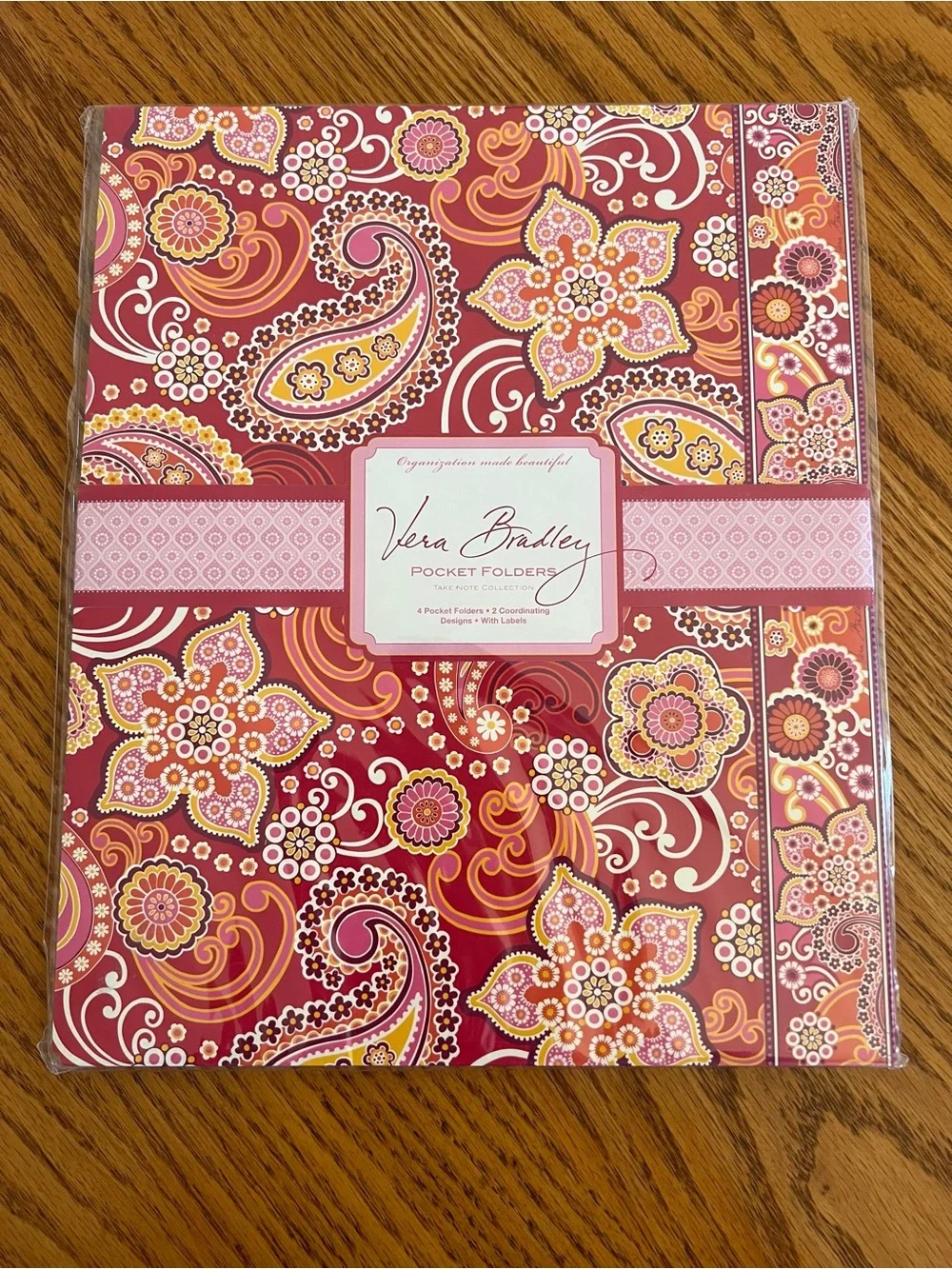 Vera Bradley 4 Pocket Folders Take note Collection in Raspberry Fizz